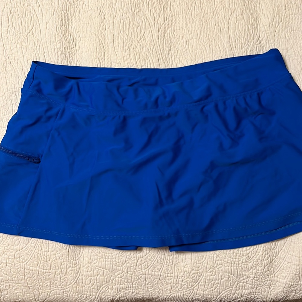 Zelos Large L blue tankini swim skirt EUC